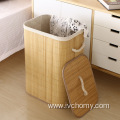 Large capacity bamboo frame laundry basket with lid